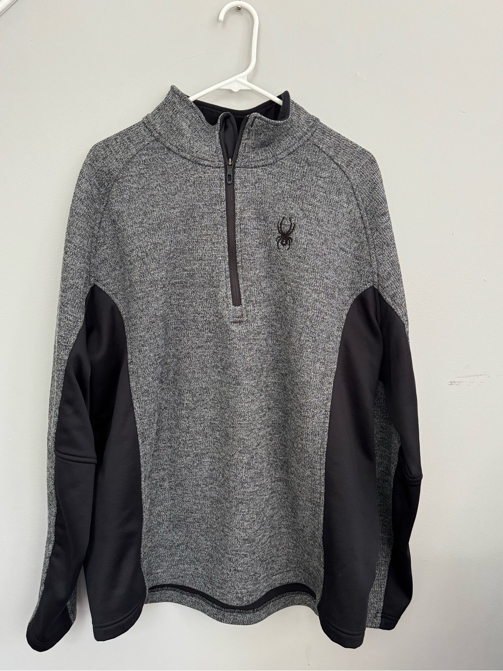 Spyder Men's Gray and Black Half-Zip Sweater